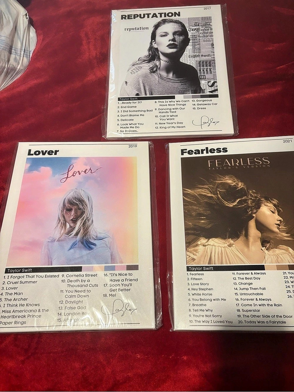 Taylor Swift Album Tracklist Prints Set gift wall decor reputation love fearless
